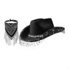 Cowboy Hat with Fringe Bandana, Glitter Rhinestone Hat, Head Wrap Scarf, Sun Cowgirl