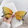 Luxury Designer Frameless Crystal Butterfly Sunglasses Vintage Brand Shades for Women Rimless Sun Glasses Bling Diamond Eyewear