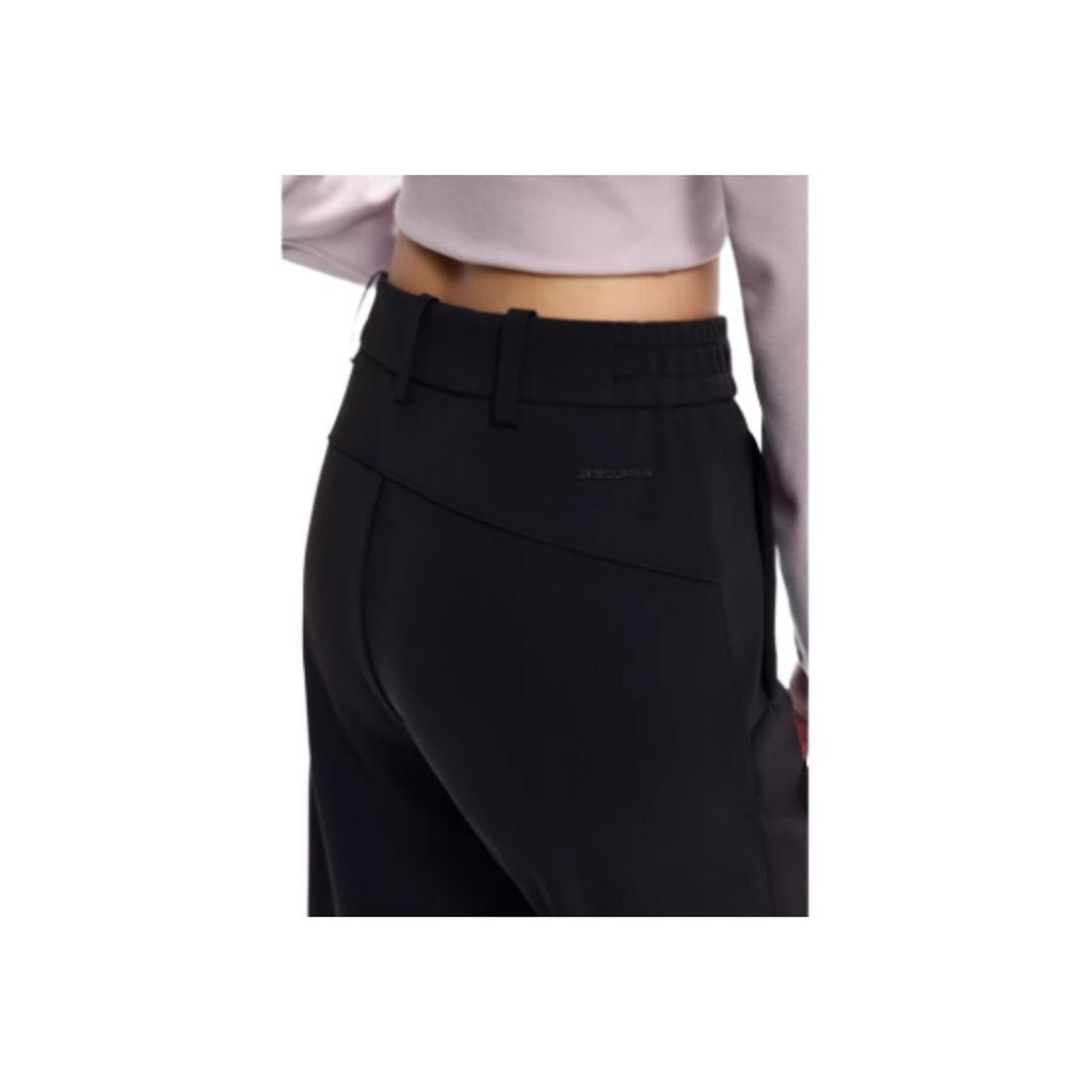 Anta Champion All-Weather Series Comfortable Casual High-Waisted Simple Straight Leg Fleece Knitted Sports Pants Women bottoms Basic-Black 162440306-3
