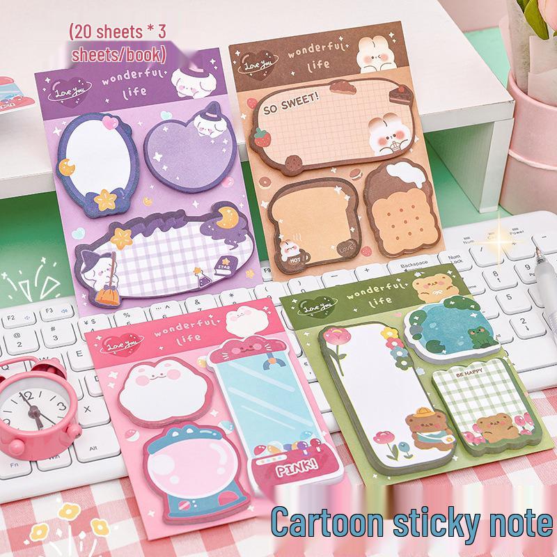 Cartoon Irregular Shape Sticky Notes - High Value, Strong Adhesive, Tearable, Cute for Students & Diaries