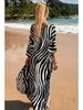 European & American Rayon Print Beach Cover-up Dress - Long, Loose Bikini Swimsuit Robe for Women