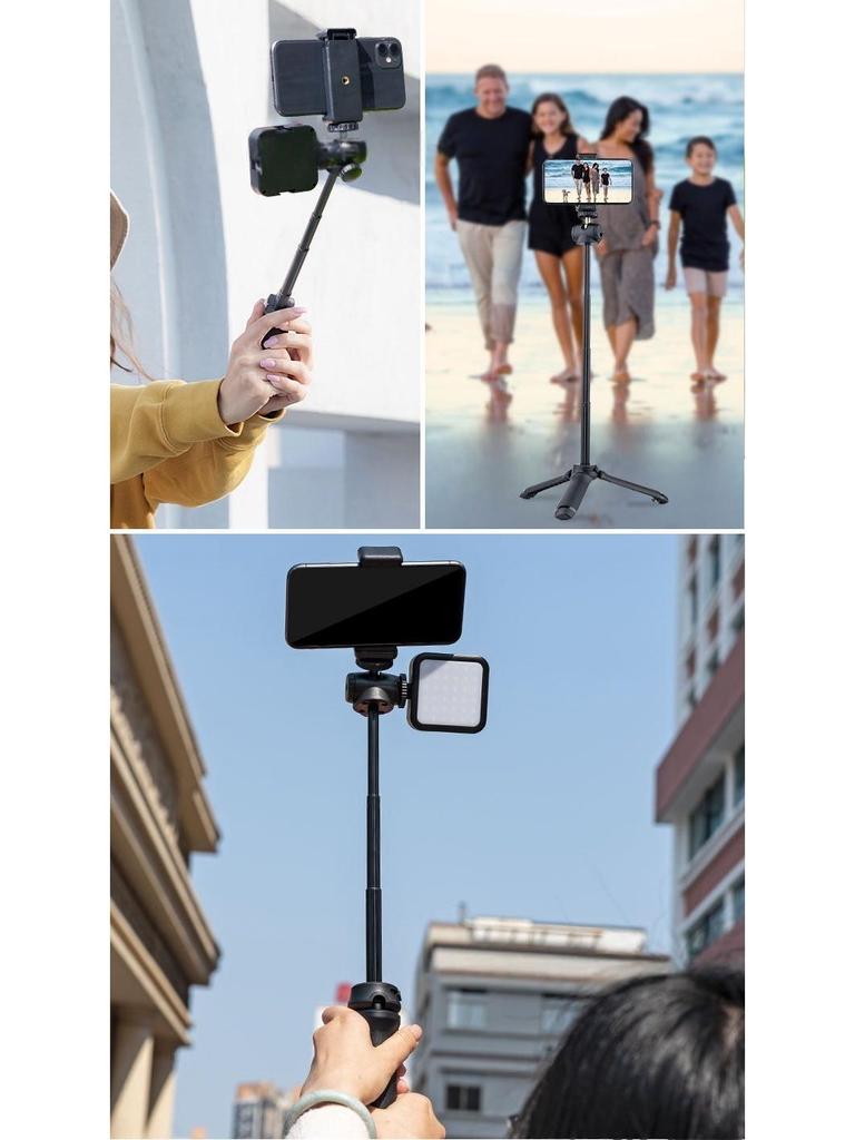 Portable Tripod & Selfie Stick with Cold Shoe for Cameras & Phones
