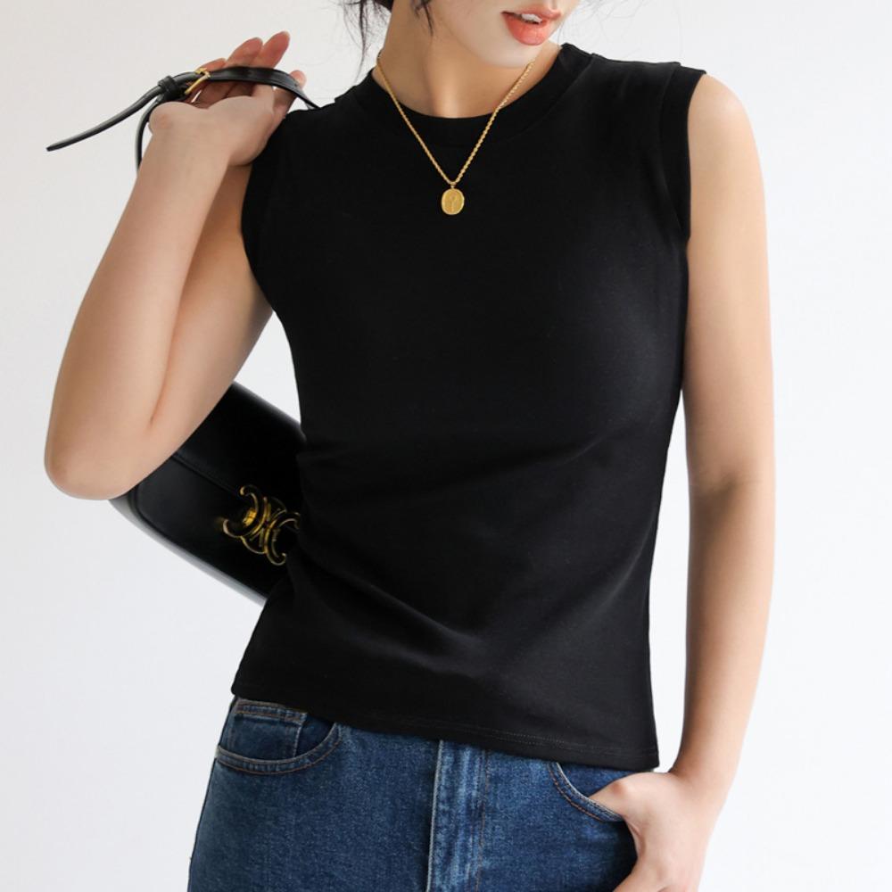 Round Neck Tank Top Stripe Knit Halter Crop Tops Women Summer Camis Chest Pad Camisole Fashion Casual Tube Female Sleeveless Cropped Vest