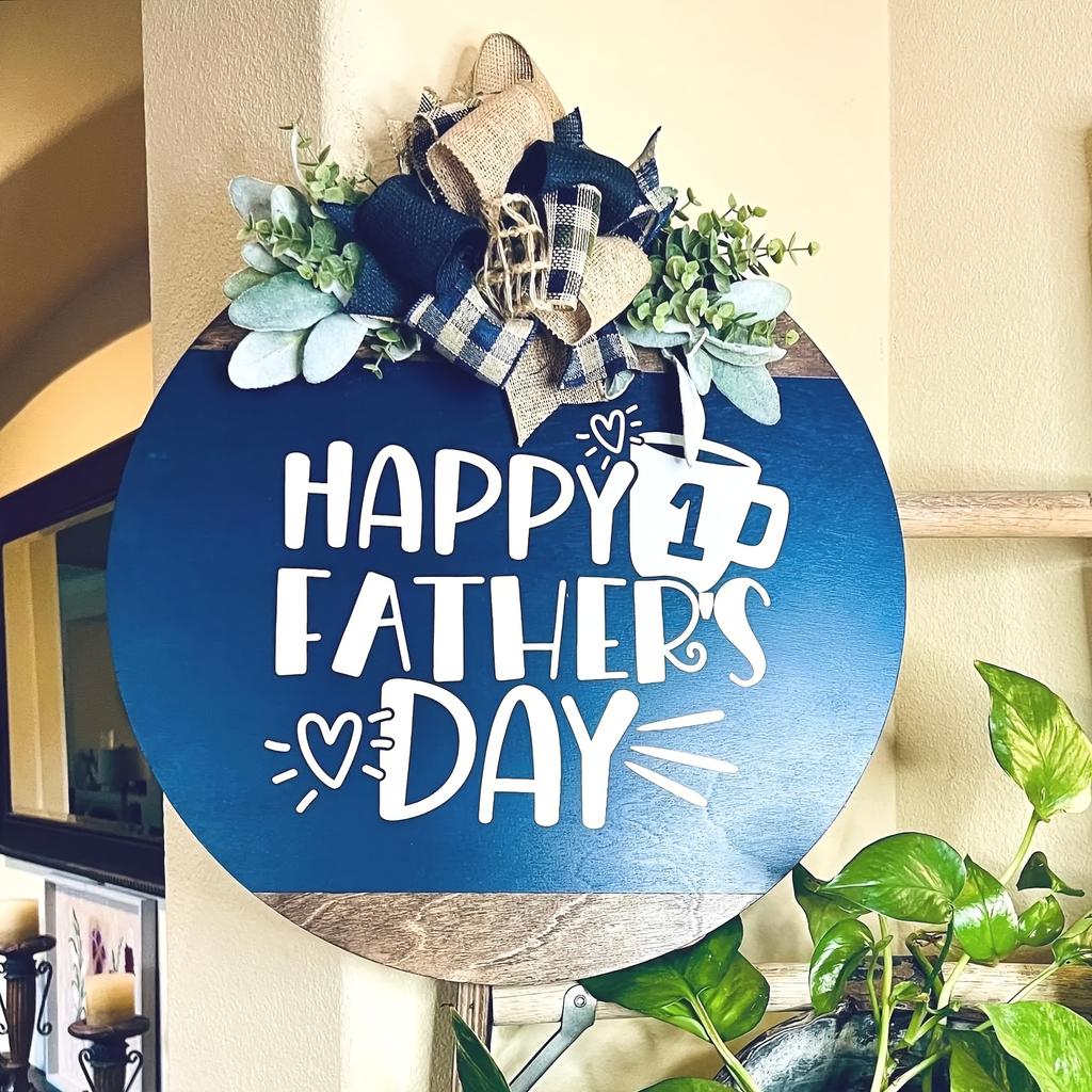 2d Flat 20*20cm, Happy Father's Day Front Door Decor, Father's Day Door Sign, Front Door Hanger, Welcome Door Wreath, Happy Father's Day, Gift for Dad