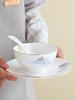 Hotel & Restaurant Gold Rim Ceramic Dinnerware Set - Plates, Bowls, Chopsticks, Spoon (4-Piece)