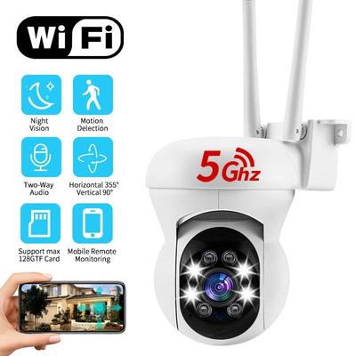 5 GHz a 2,4 GHz sledovacia kamera HD 1080P PTZ Vonkajšia bezpečnostná kamera Wifi Plnofarebné nočné videnie Sledovanie človeka 4x digitálny zoom IP kamera