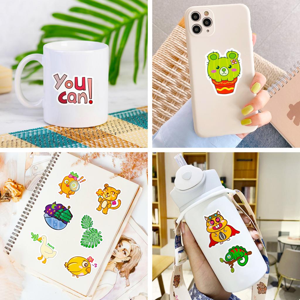 50 Tier Kleine Frische Urlaubs-Cartoon-Aufkleber Ins Kleine Frische Modische Kreative Kinderaufkleber