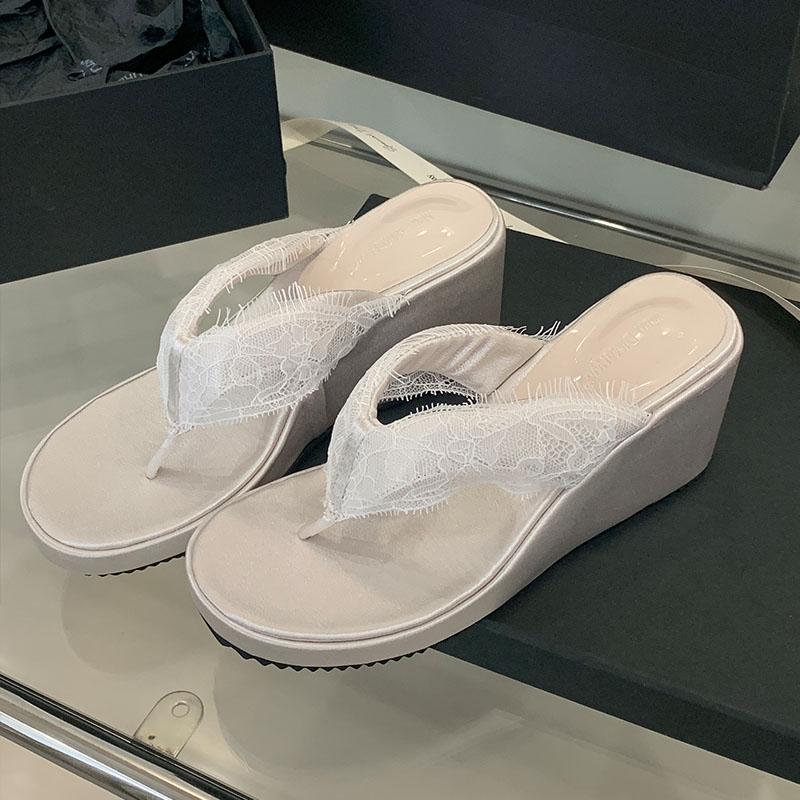 

Fashion Pink Fashion Round Toe Women Wedges Slides Slippers Shoes Female Flip flops Ladies Heeled Wedges Slippers Sandals Shoes Pumps 35 бежевый