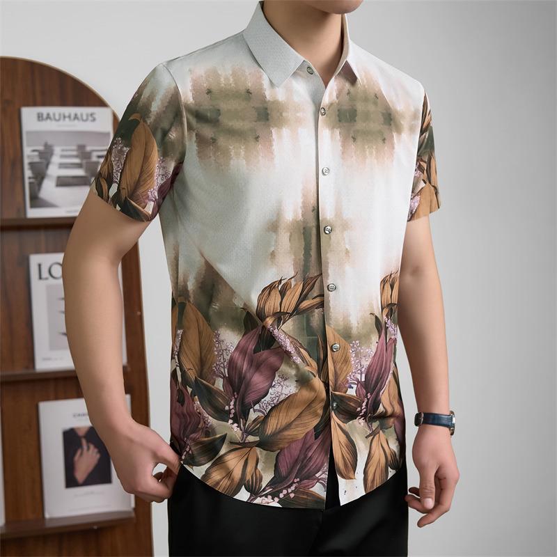 Summer Men s Trendy Short Sleeve Loose Fit Fashion Shirt Casual Versatile M