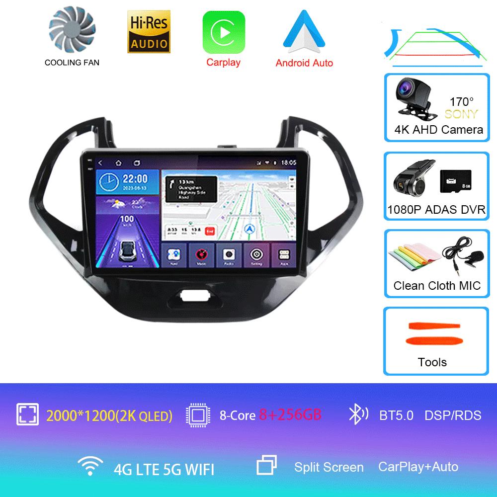 Android 14 For Ford FIGO 2015 2016 2017 2018 Car Radio Multimedia Video Player Navigation GPS 5G WIFI Carplay Auto 360 Camera
