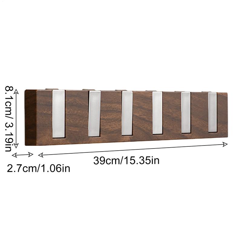 Key Hooks For Wall Coat Hanger Wood Grain Piano Keys No-Drill Bag Holder Wall Decor For Laundry Bedroom Dorm Garage Entryway RV
