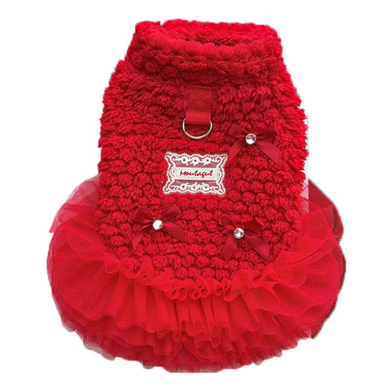 Neujahr, Herbst-Winter Fleece-Gepolstert Haustier Hund und Katze Prinzessin Kleid Kleidung Ohne Fell Teddybär