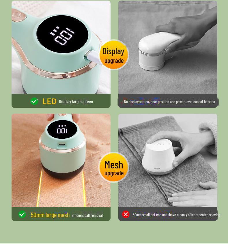 Wiederaufladbarer Stoffrasierer und Fusselrasierer mit Digitalanzeige