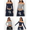 2025 Women's One-Shoulder Long-Sleeve Spicy Girl Style Top – Autumn European/American, Tight Fit, Skin-Brightening