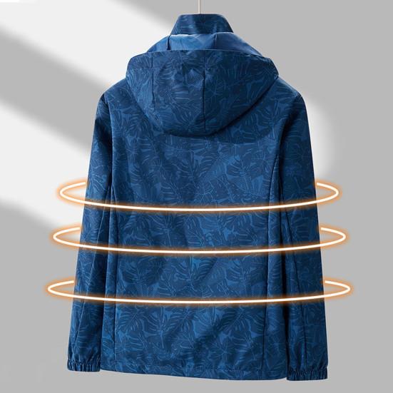 Pánská bunda S kapucí Stojáček Límec Dlouhý rukáv Potisk Bunda Kabát s kapsami Zapínání na zip Větruodolné Voděodolné svrchní oblečení