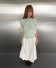 CHICKS Stand Collar Asymmetrical Shirt Mint