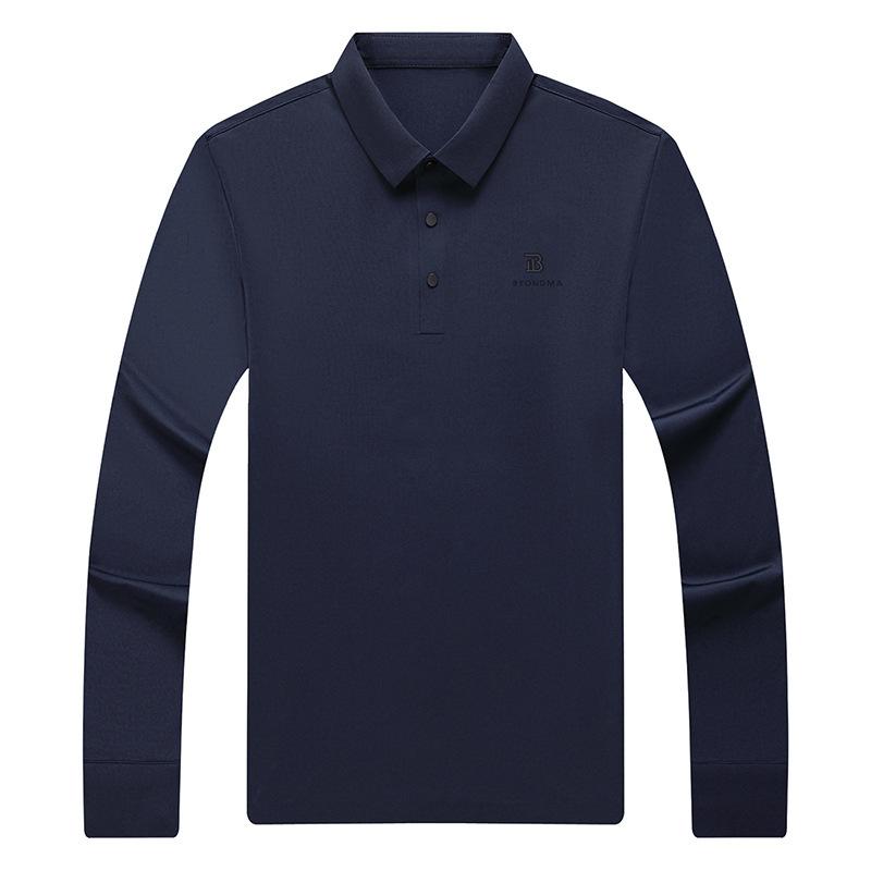 Frühling und Herbst Neues Langarm-T-Shirt Herren Mittleren Alters Freizeit Revers Nahtloses Poloshirt