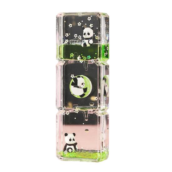Panda Bubbler cu Mișcare Lichidă Cronometru Nisiparniță cu Ulei Jucărie Senzorială pentru Copii Adulți Desktop Jucărie Anti-stres pentru Relaxare Decor Birou Acasă