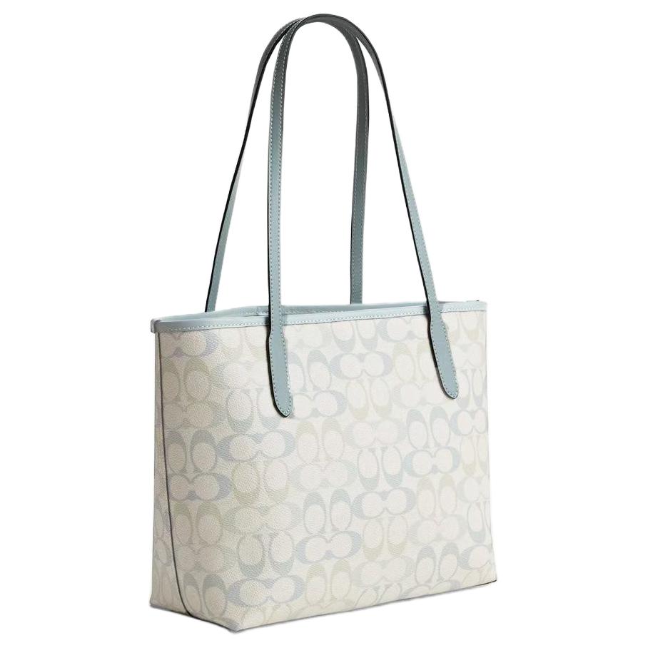 Coach City 26 Klassische Print-Logo-Beschichtete Leinwand-Tragetasche Damen-Tragetaschen Blau CDZ09-SVYUA