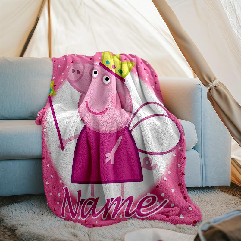 Personalized Custom Name Blanket - Peppa Pig Print Design,Blanket for Sofa,Bed,Travel,Camping - Soft and Warm, Great Gift