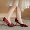 Fashion Women's Fashion Slim Heel Shoes Autumn New Pointed Head Suede Crystal Butterfly Anti-slip Wear-resistant High Heels