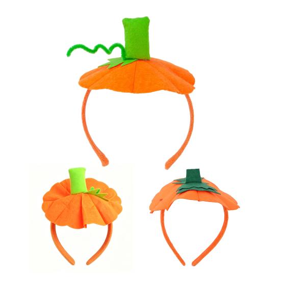Holiday Costume Hairband Halloween 3D Pumpkin Headband for Kids, Dress-Up Hair Hoop Band, Accessory Thanksgiving Festival Cosplay Party Headwear