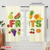 2pcs 2D Flat Printing Window Drapes Fruits Illustration Cartoon Design Polyester Fabric Without Electricity All Season Party &