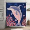 Underwater World Dolphin Shower Curtain Bath Decor Waterproof Fabric Printed Home Decoration Pink Coral Blue Purple Fish Seashel