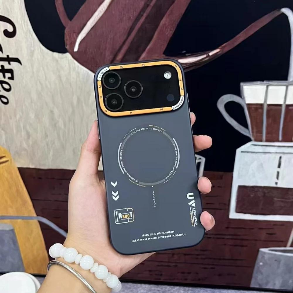 Capa Magnética Fosca Para Celular Para iPhone 17 17Pro 17 Pro Max Para Carregamento Sem Fio Magsafe Frame de Lente de Metal Fosco Botões Capa Traseira