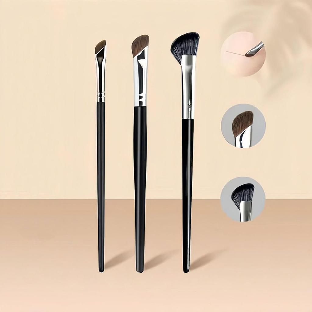 TEONEI Nose Contour Brush Half Fan-Shape Nose Shadow Brush Angled Concealer Brush Under Eye Blushes Highlighter Brushes for Blending Liquid Cream