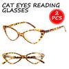 2pcs Fashion Cat Eyes Reading Glasses Ultralight Small Frame Clear Lens Presbyopic Eyeglasses For Women Men With +1.0 to +3.0