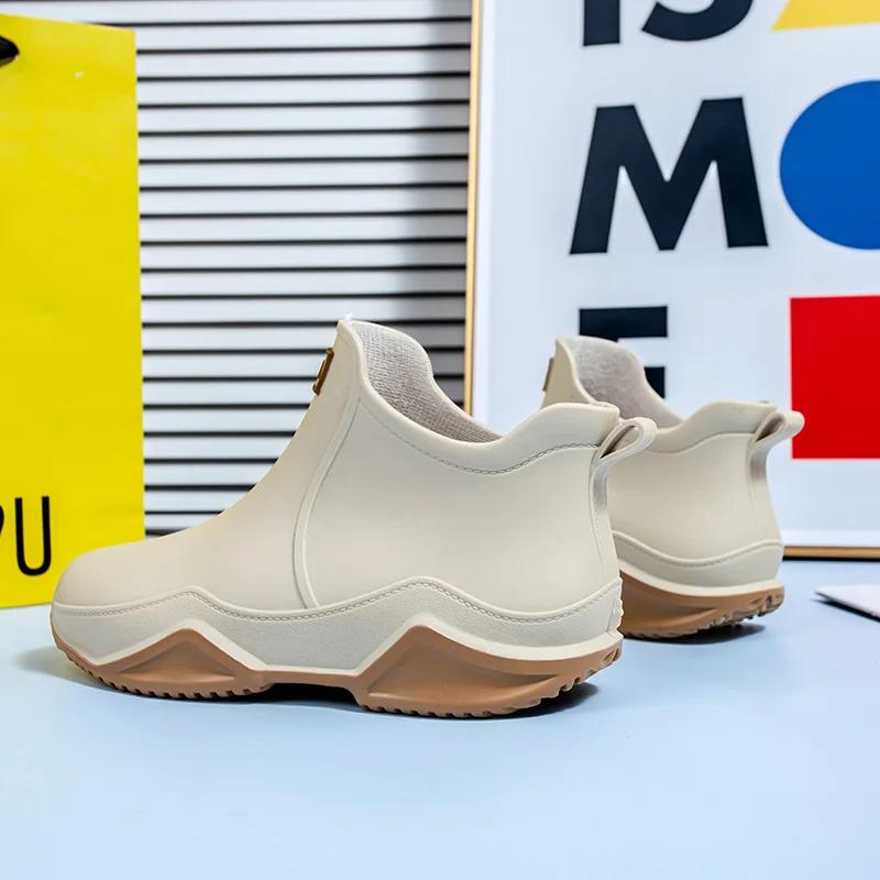 Same style short rain shoes for men and women, couples, low cut anti slip water shoes, PVC wear-resistant rain boots, garden wat