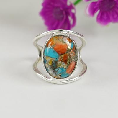 Oyster Copper Turquoise Ring, 925 Sterling Silver Ring, Handmade Ring for Gift, Birthday Gift, Gemstone Ring, Designer Ring
