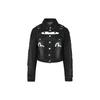 Fukushin SS24 Gărgăriță Brodată Detașabilă Două Piese Modă Jachetă Denim Femei jachete Negru 2ESHTW4DJ4004FFDN