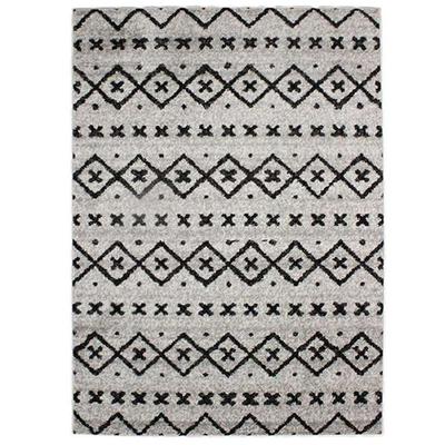 Tapis Toucher Laineux Imprimé Motifs Scandinaves Gris 133x190