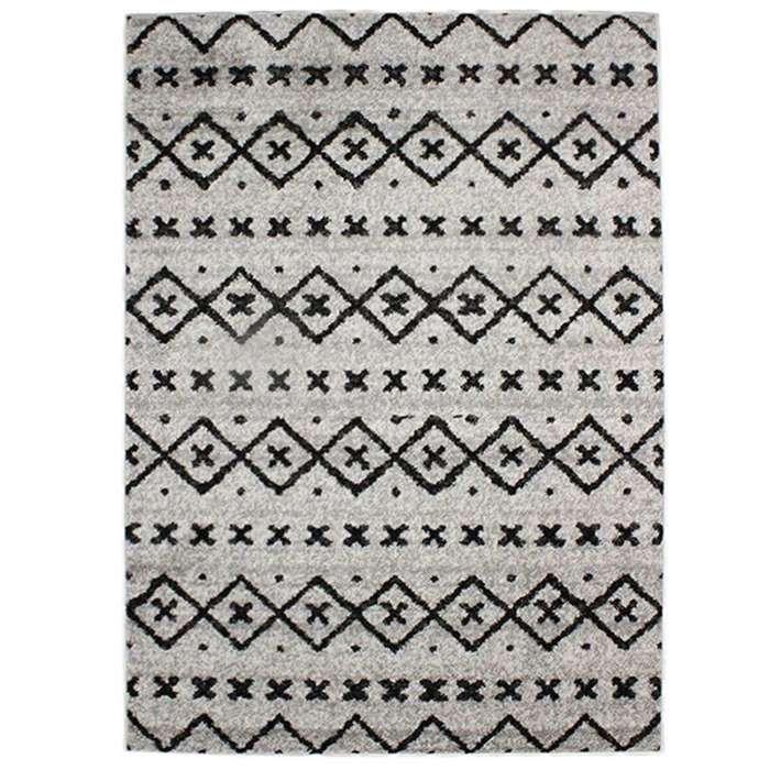 Living Room Rug Woolly Touch Printed Scandinavian Patterns Grey 133x190