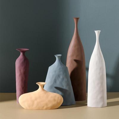 1pc Nordic Morandi Ceramic Vase, Handmade Irregular Matte Vases for Pampas Grass, Living Room, Entryway, Shelf Decor