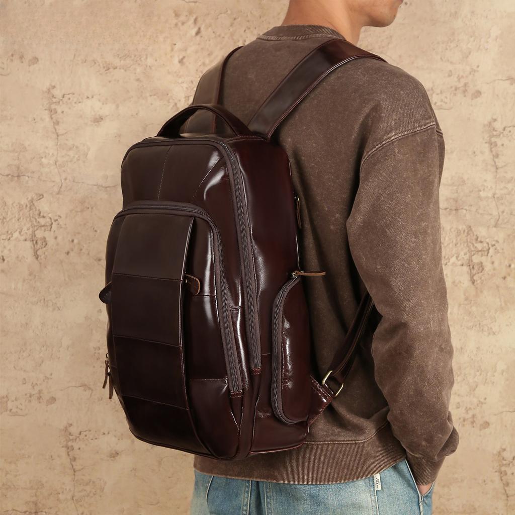 Business batoh, Pánský batoh pro dojíždění, Pánská taška z pravé kůže