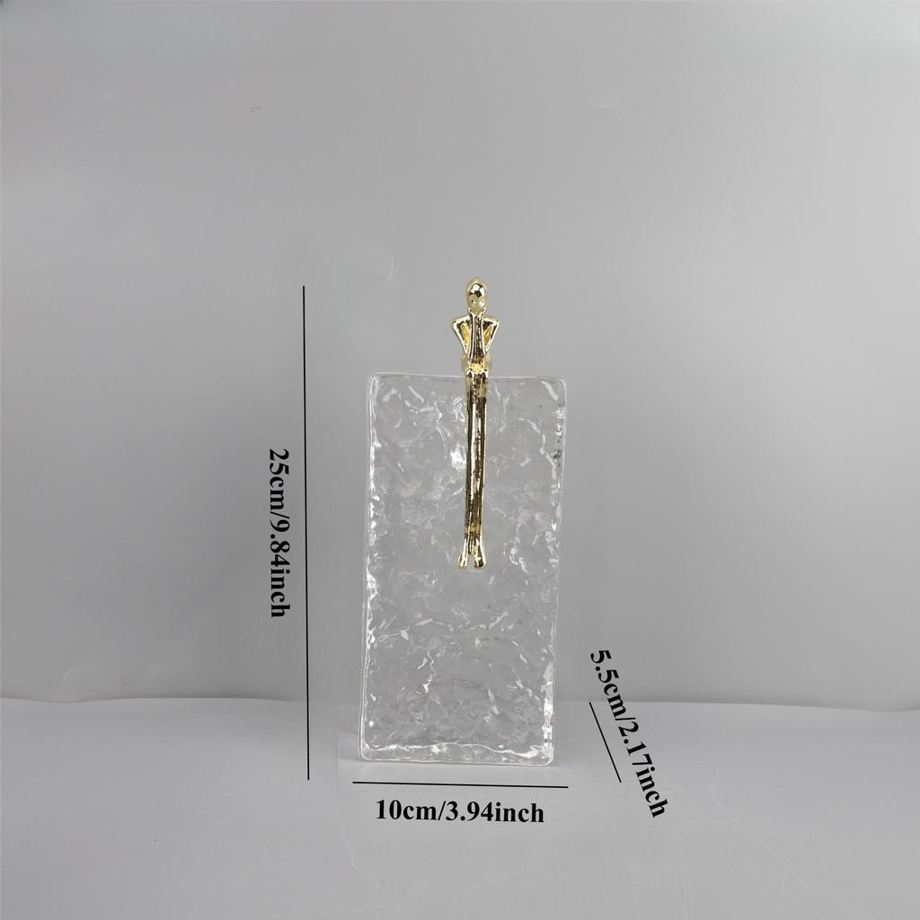 Ice Wrinkled Crystal+metal Crafts Abstract Figure Sculpture Crystal Base Gold Thinker Figure Sculpture Home Decoration