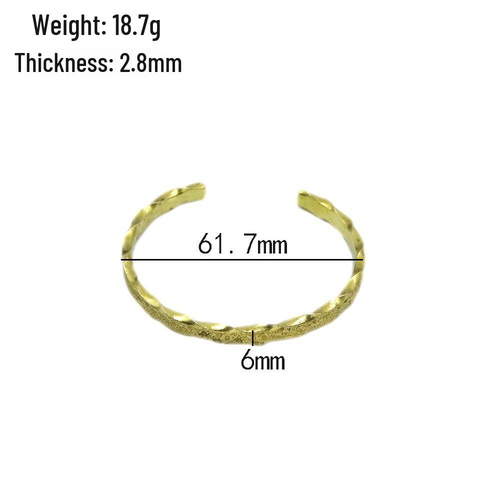 Korean Cool Brass C-Shaped Water Ripple Bangle with Moon Surface Pattern