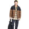 UNIQLO Color Block Stand Collar Zipper Low Saturation Down Jacket Men outerwear Light-Brown 456570-35