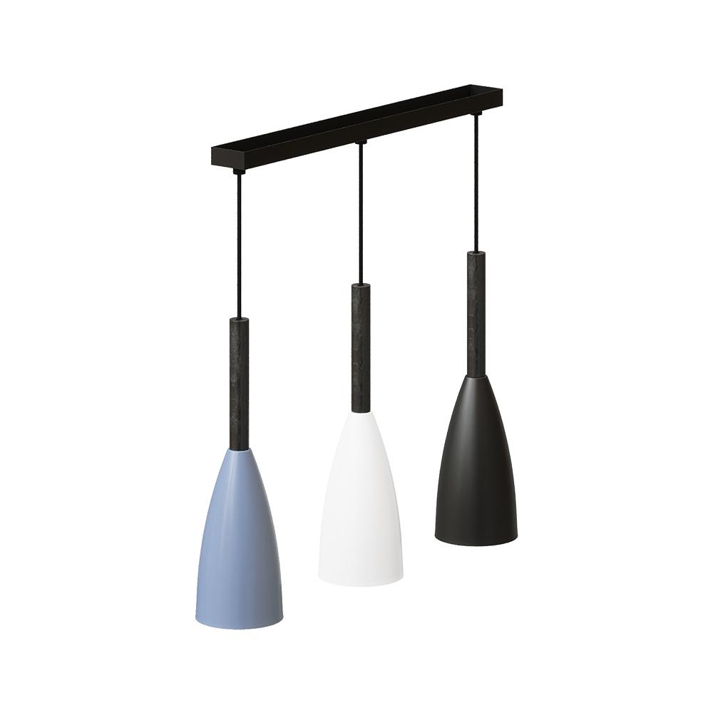 3‑Light Iron Pendant Light 7x50x100cm Modern Ceiling Hanging Lamp White Grey Black for Home Dining Room