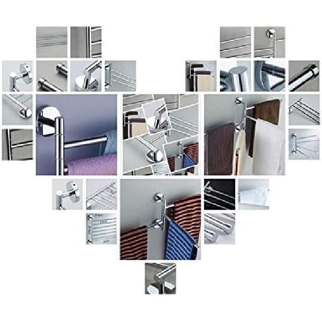 Swivel Towel Bar Bathroom Wall Mounted Towel Rack Swing Out Rotating Hanger Towel Holder Storage Organizer Space Saving for Bathroom(3 Arms)