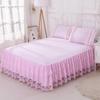 3pcs Set European Romance Lace Bed Skirt Soft Brushed Fabric Bedspread Princess King Queen Size 1pc Bed Skirt +2pccs Pillowcase