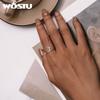 WOSTU 925 Sterling Silver Platinum Airplane Double Layer Rings Women Shiny Zircon Aircraft Ring Party Jewelry Girl Holiday Gift