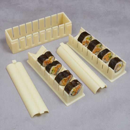 Pressa per Sushi, Stampini per Sushi Roll per Principianti, Set Compatto di Stampini per Sushi con Forme Quadrate, Rotonde e a Cuore, Kit Facile per Preparare Sushi Fai-da-Te per Pasti Veloci