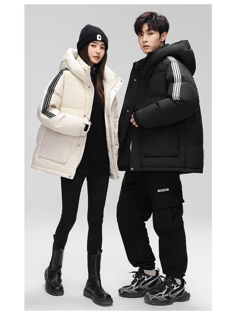 Unisex Hooded Workwear Down Jacket - Thick, Winter-Ready, 90% White Duck Down