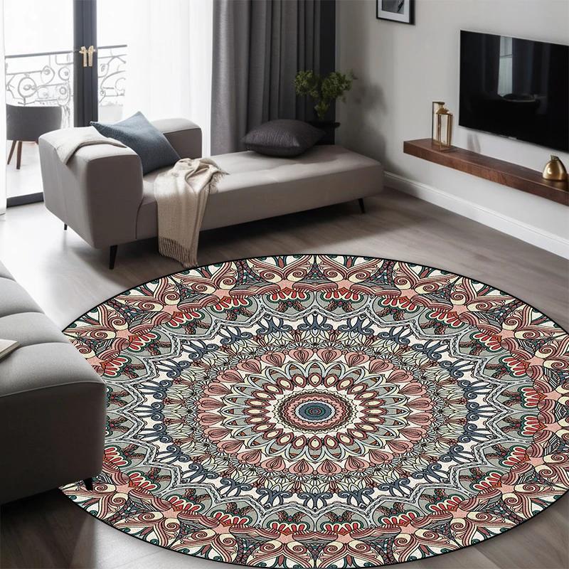 Round Short Pile European Carpets for Living Room Decoration Rugs for Bedroom Decor Carpet Non-slip Area Rug Persia Floor Mats