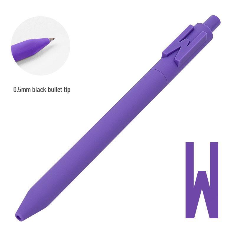 Shuyuan Black Gel Pen - Push-Button, Student Use, Minimalist Design, Candy-Colored Silicone Barrel.