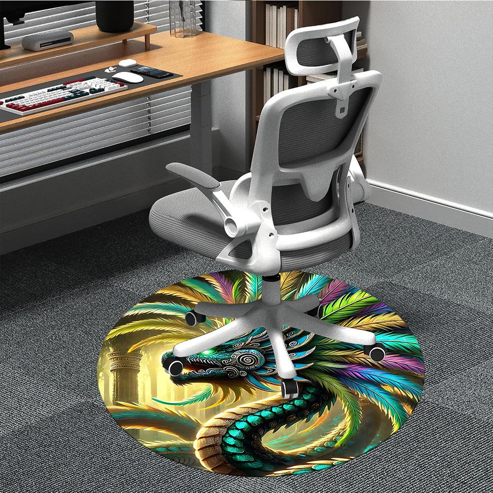 

1pc Feathered Dragon Chair Carpet for Office, Soft Comfortable Mat For Office, Living Room, Bedroom, Machine Washable Carpet yy251112210 80cm by 80cm
